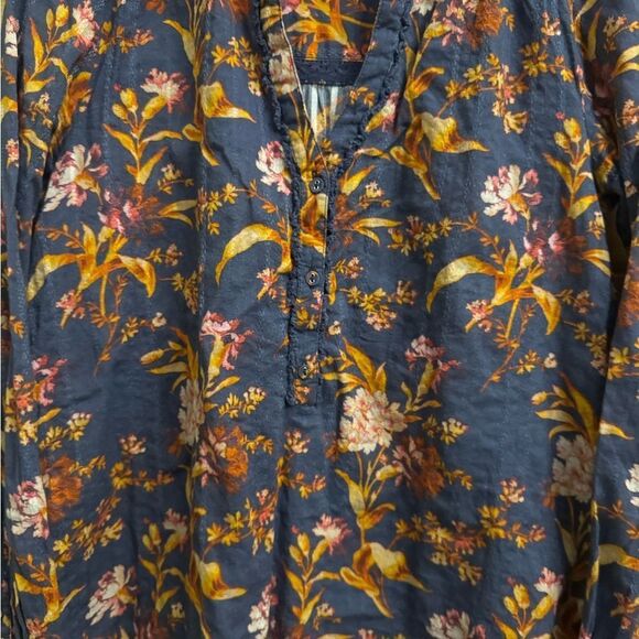 Sundance Size Small Dark Romantic Floral Ruffle Peasant V Neck Blouse - Picture 3 of 14